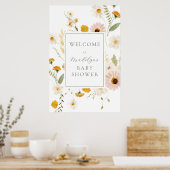 Wildflower Fields Boho Baby shower Welkomstbord Poster (Keuken)