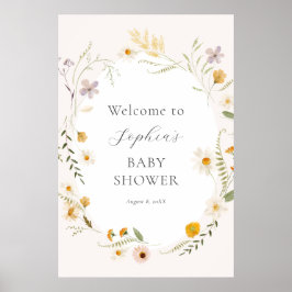 Wildflower Fields Boho Baby shower Welkomstbord Poster