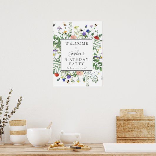 Wildflower Fields Verjaardagsfeestje Welkomstbord Poster (Keuken)