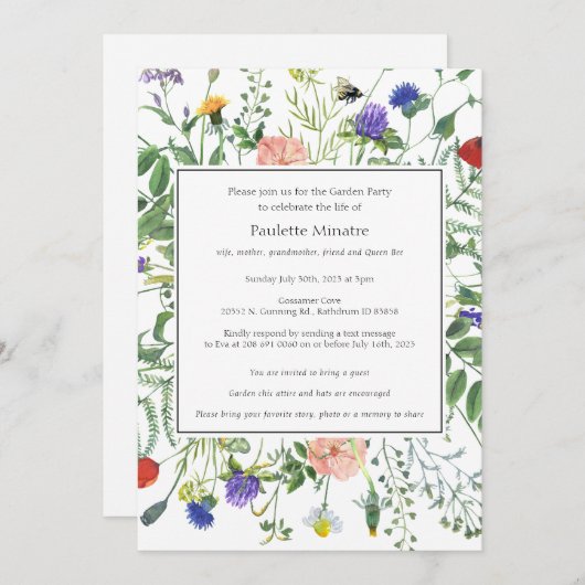 Wildflower Fields Viering van het Leven Kaart (Voorkant / Achterkant)