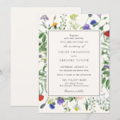 Wildflower Fields Wedding Invitation Kaart (Voorkant / Achterkant)