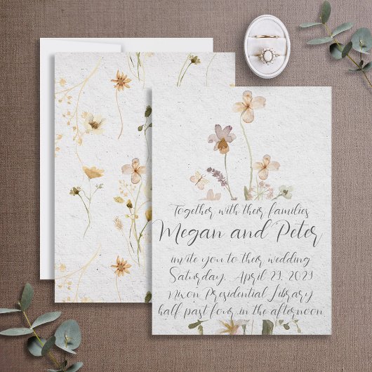 Wildflower Fine Art Calligrafie Style Wedding Kaart