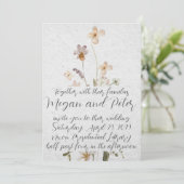 Wildflower Fine Art Calligrafie Style Wedding Kaart (Staand voorkant)