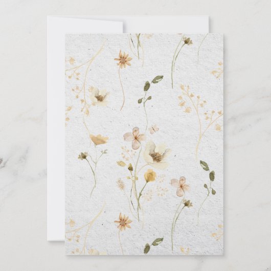 Wildflower Fine Art Calligrafie Style Wedding Kaart (Achterkant)