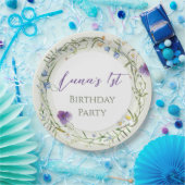 Wildflower First Birthday Papieren Bordje (Feest)