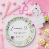 Wildflower First Birthday Papieren Bordje (Feest)