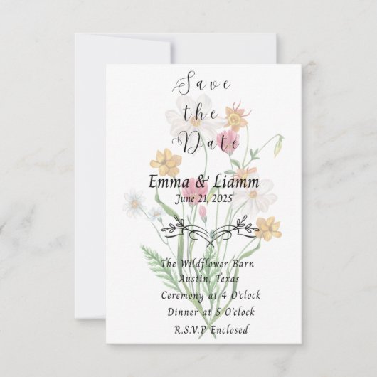 Wildflower Fling Save the Date Kaart (Voorkant)