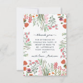 Wildflower Floral Afstuderen Foto Dank u kaart (Voorkant)