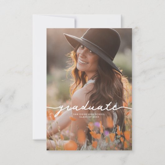 Wildflower Floral Afstuderen Foto Dank u kaart (Achterkant)