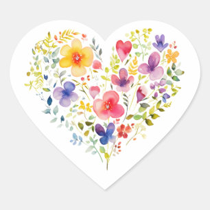 Wildflower Floral Alle Gelegenheid Nota Kaart Blan Hart Sticker