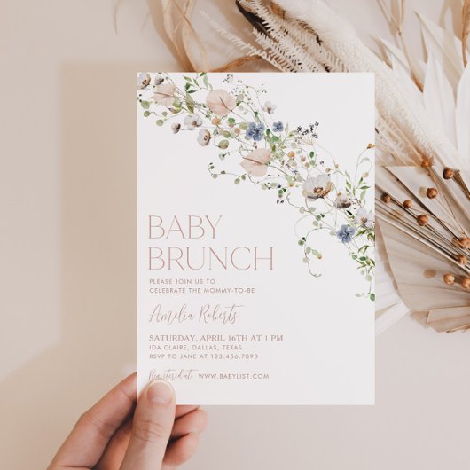 Wildflower Floral Baby Brunch Uitnodiging
