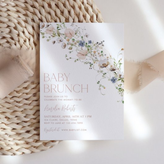 Wildflower Floral Baby Brunch Uitnodiging