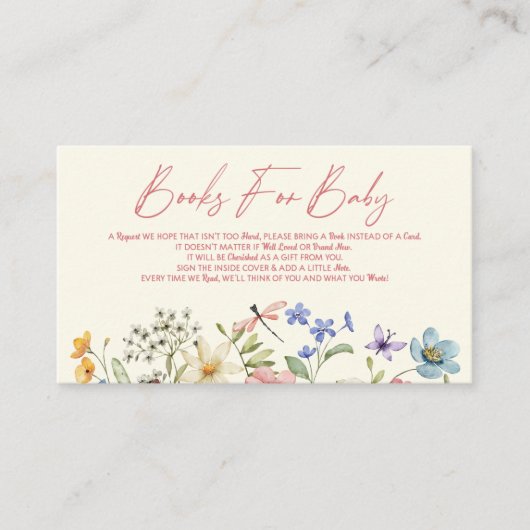 Wildflower Floral Baby shower Boeken voor Baby Informatiekaartje (Voorkant)
