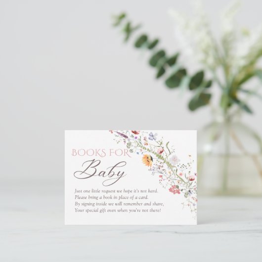 Wildflower Floral Baby shower Boeken voor Baby Informatiekaartje (Staand voorkant)