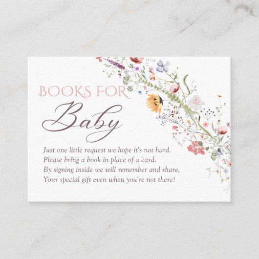 Wildflower Floral Baby shower Boeken voor Baby Informatiekaartje (Voorkant)