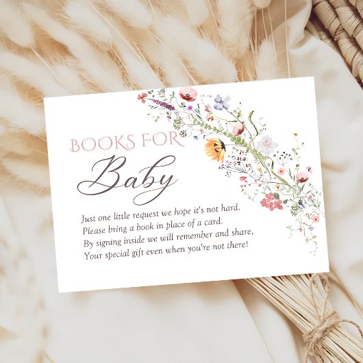 Wildflower Floral Baby shower Boeken voor Baby Informatiekaartje