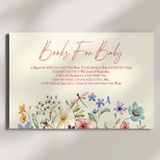 Wildflower Floral Baby shower Boeken voor Baby Informatiekaartje