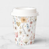 Wildflower Floral Baby shower Coffee Papieren Bekers (Rechts)