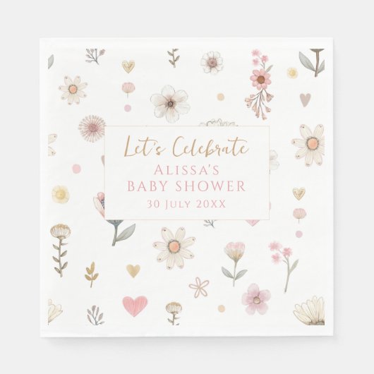Wildflower Floral Baby shower Coffee Servet