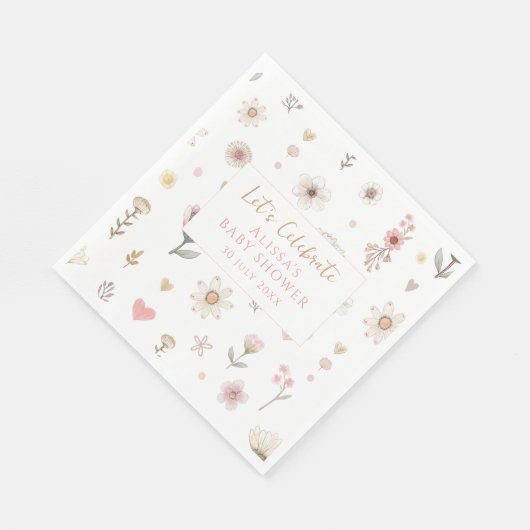 Wildflower Floral Baby shower Coffee Servet (Hoek)