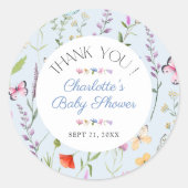 Wildflower Floral Baby shower Dank u gunst Ronde Sticker (Voorkant)