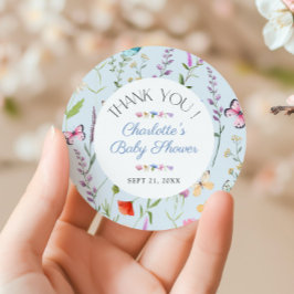 Wildflower Floral Baby shower Dank u gunst Ronde Sticker