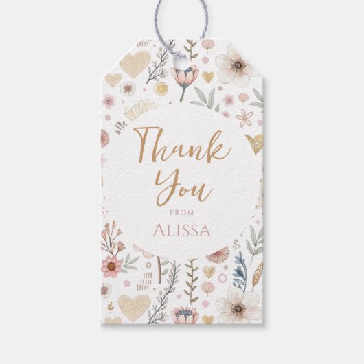 Wildflower Floral Baby shower Favoriet Cadeaulabel (Voorkant)