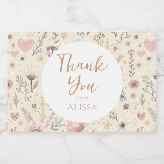 Wildflower Floral Baby shower Favoriet Sparkling Wijnetiket (Enkel label)