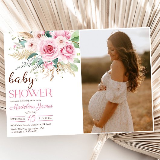 Wildflower Floral Baby shower Foto Kaart