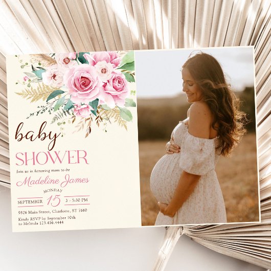 Wildflower Floral Baby shower Foto Kaart