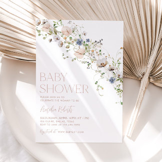 Wildflower Floral Baby shower Invitation Kaart