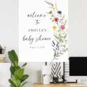 Wildflower Floral Baby shower Welkom Poster (Thuiskantoor)
