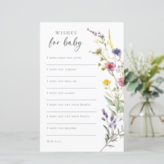 Wildflower Floral Baby shower Wishes voor Baby (Staand voorkant)