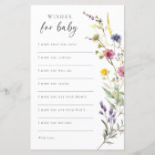 Wildflower Floral Baby shower Wishes voor Baby (Voorkant)