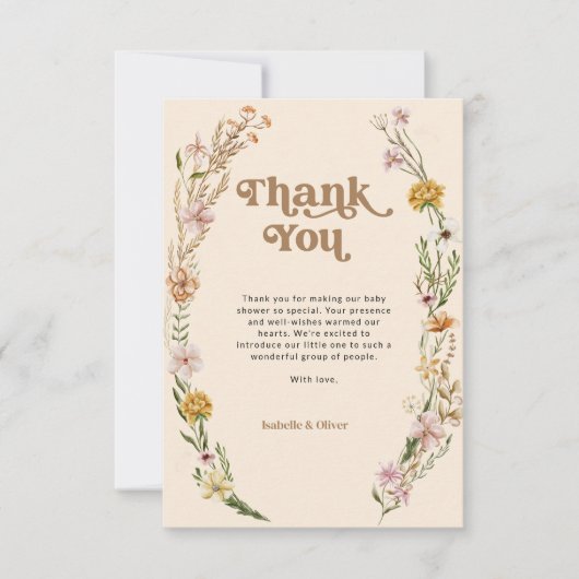 Wildflower Floral bedankje Kaart (Voorkant)