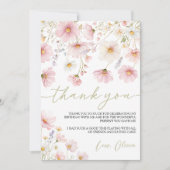 Wildflower Floral Birthday Thank You Card Kaart (Voorkant)