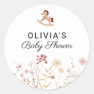 Wildflower Floral Boho Baby shower Cadeau Mailer Ronde Sticker
