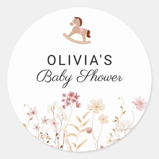 Wildflower Floral Boho Baby shower Cadeau Mailer Ronde Sticker (Voorkant)