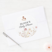 Wildflower Floral Boho Baby shower Cadeau Mailer Ronde Sticker (Envelop)