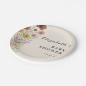 Wildflower Floral Boho Baby shower Papieren Bordje (Gekanteld)