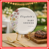 Wildflower Floral Boho Baby shower Papieren Bordje