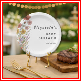 Wildflower Floral Boho Baby shower Papieren Bordje