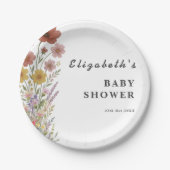 Wildflower Floral Boho Baby shower Papieren Bordje (Voorkant)