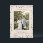 Wildflower Floral Boho Fall Meadow Wedding Photo Save The Date<br><div class="desc">This save the date card features a favorite couple photo framed by delicate wildflower illustrations for a soft garden-inspired design. The botanical details pair beautifully with modern typography while highlighting your engagement photo. The back includes a QR code so guests can easily visit your wedding website for details and updates....</div>