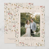 Wildflower Floral Boho Fall Meadow Wedding Photo Save The Date (Voorkant / Achterkant)