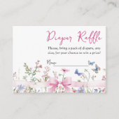 Wildflower Floral Bow Baby Shower Diaper Raffle Informatiekaartje (Voorkant)