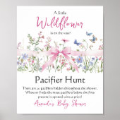 Wildflower Floral Bow Baby Shower Pacifier Hunt Poster (Voorkant)
