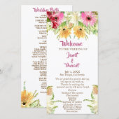 Wildflower Floral bruiloft ceremonie programma (Voorkant / Achterkant)