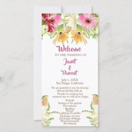 Wildflower Floral bruiloft ceremonie programma