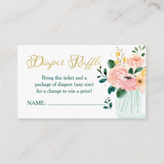 Wildflower Floral Diaper Raffle Ticket Informatiekaartje (Voorkant)